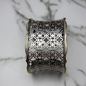Kendra Scott Elegant Silver and Gold Filigree Cuff Bracelet